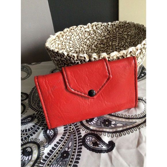 Mid Century Vintage Faux Leather Wallet Red Black Checkbook Wallet ❤️ - Picture 11 of 14